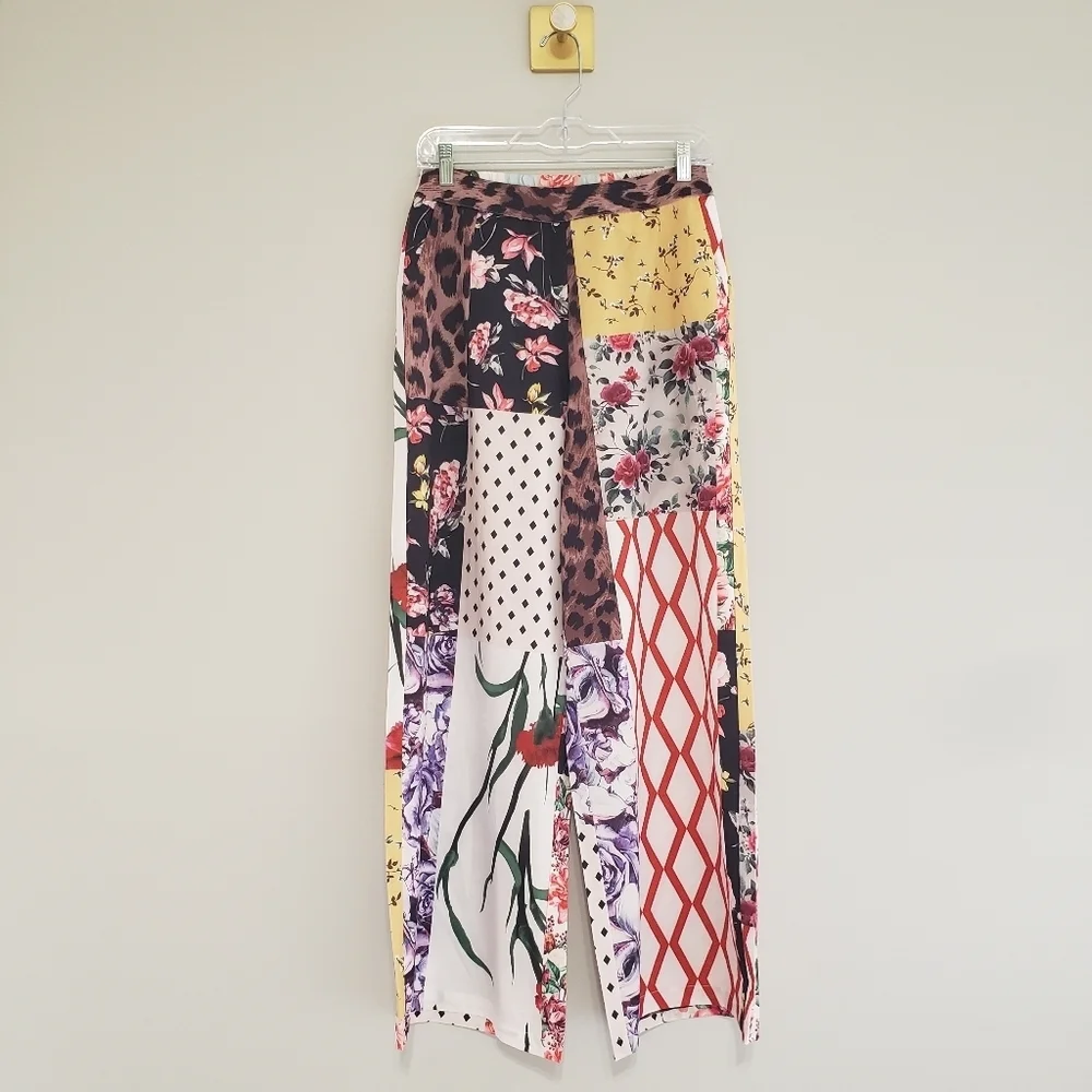 QMP NWT Set Maxi Duster Pants 38/8/Medium Floral Animal Print Wide Leg Bohemian